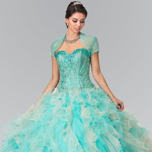 NEW LONG OFF THE SHOULDER SLEEVELESS TULLE BALL GOWN WITH RUFFLED SKIRT GL2210